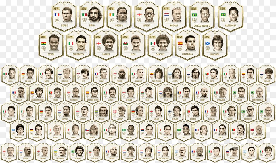 Fifa 20 Icons List, Art, Collage, Person, Face Free Transparent Png
