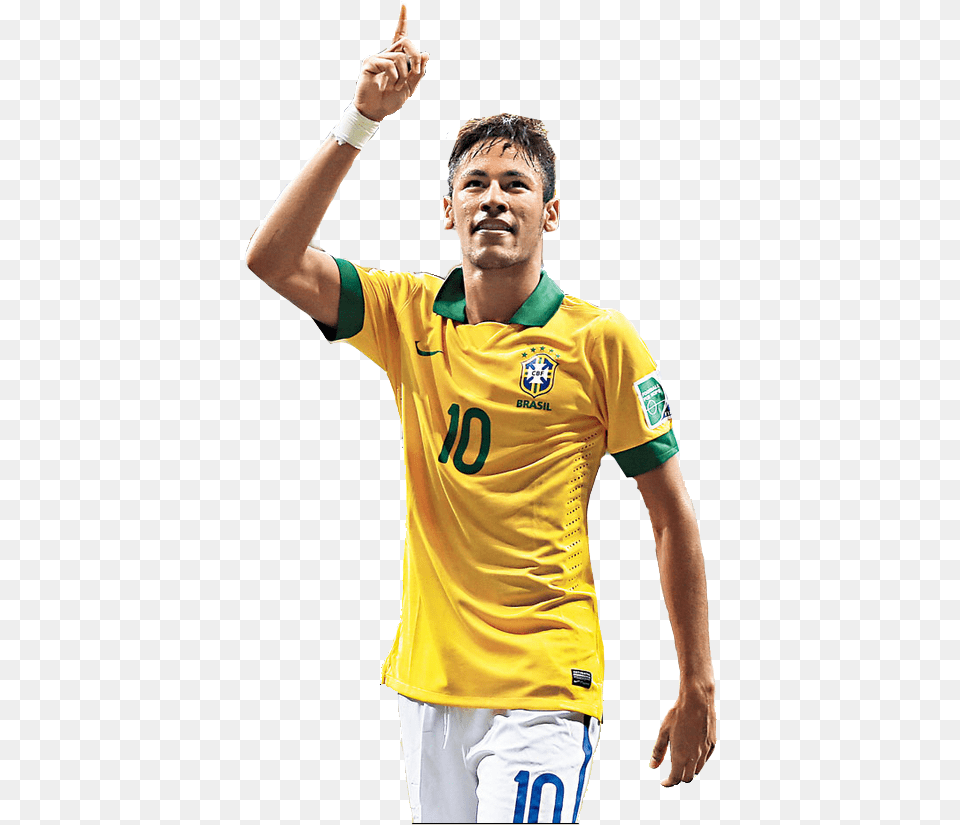 Fifa Brazil Neymar 2014 Cup National Football Brazil Mens Soccer Transparent, Body Part, Shirt, Person, Head Free Png Download