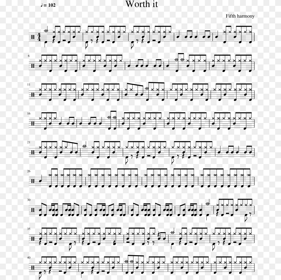 Fifth Harmony Sheet Music For Percussion Inception Sheet Music, Gray Free Png Download