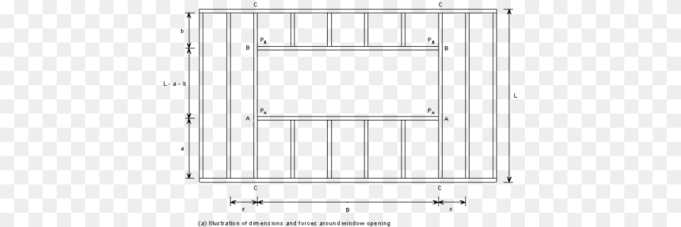 Fig12 Steel Frame Wall Dimensions, Gray Png Image