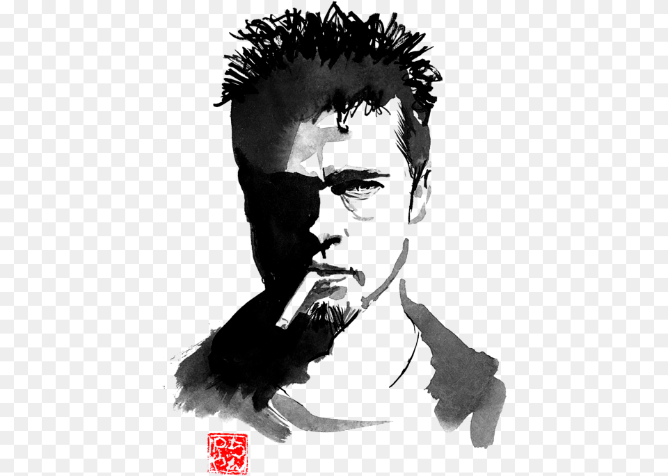 Fight Club Brad Pitt Pop Art, Stencil, Person, Man, Male Free Png