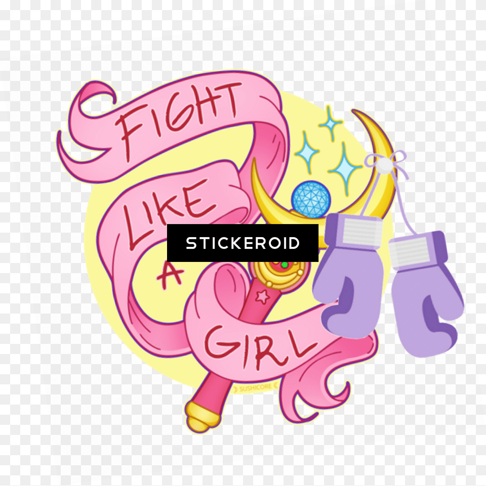 Fight Like A Girl Fight Like A Girl Sticker Sailor Moon, People, Person, Text, Balloon Png Image
