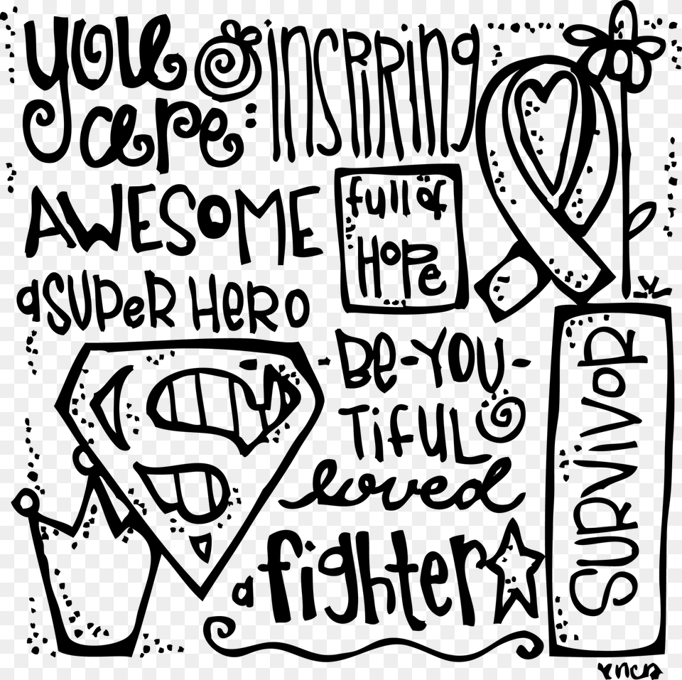 Fight Like A Girl Breast Cancer Awareness Coloring Pages, Gray Free Png Download