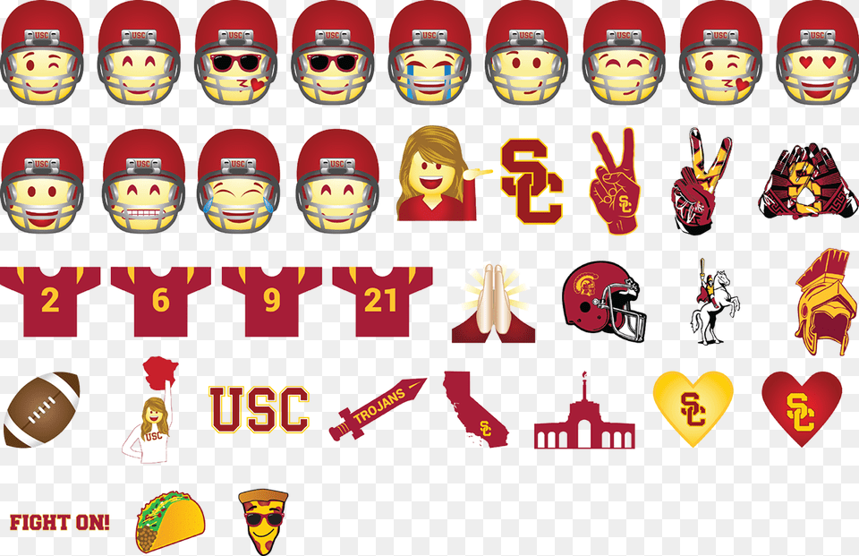 Fight On Emoji Usc, Person, Helmet, Face, Head Free Png