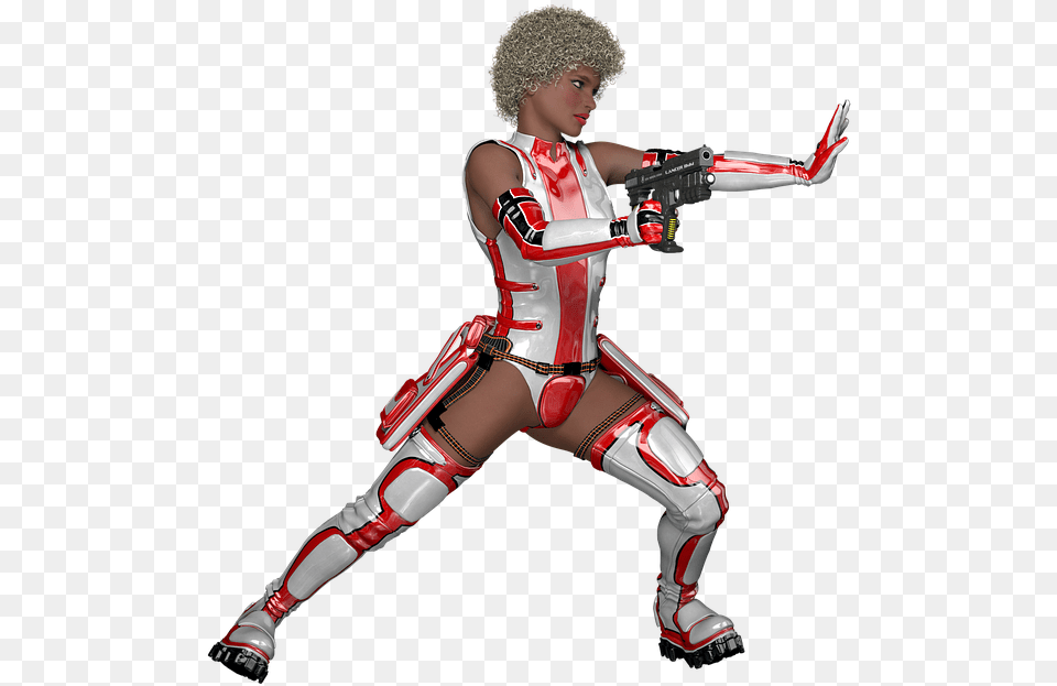 Fighting Warrior Woman Sci Fi Action Hero Pose Sci Fi Warrior Pose, Person, Clothing, Costume, People Png