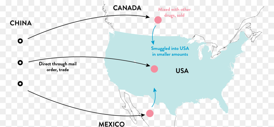 Figure 2 Fentanyl Routes Into North America 18 Map, Plot, Chart, Outdoors, Night Png