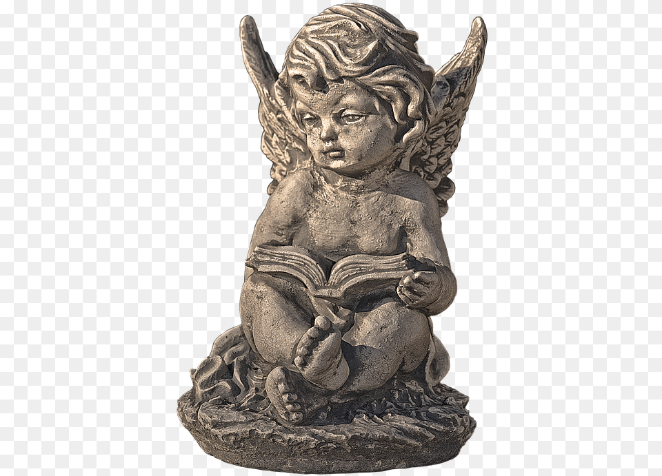 Figure Angel Cherub Wing Female Thoughtful Bronze Sculpture, Accessories, Art, Baby, Person Png Image