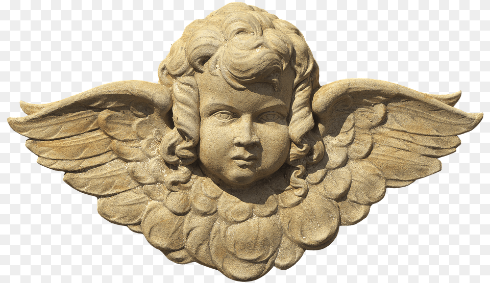 Figure Angel Face Head Mural Ceramic Weathered Angel Head Statue, Baby, Person, Accessories Png