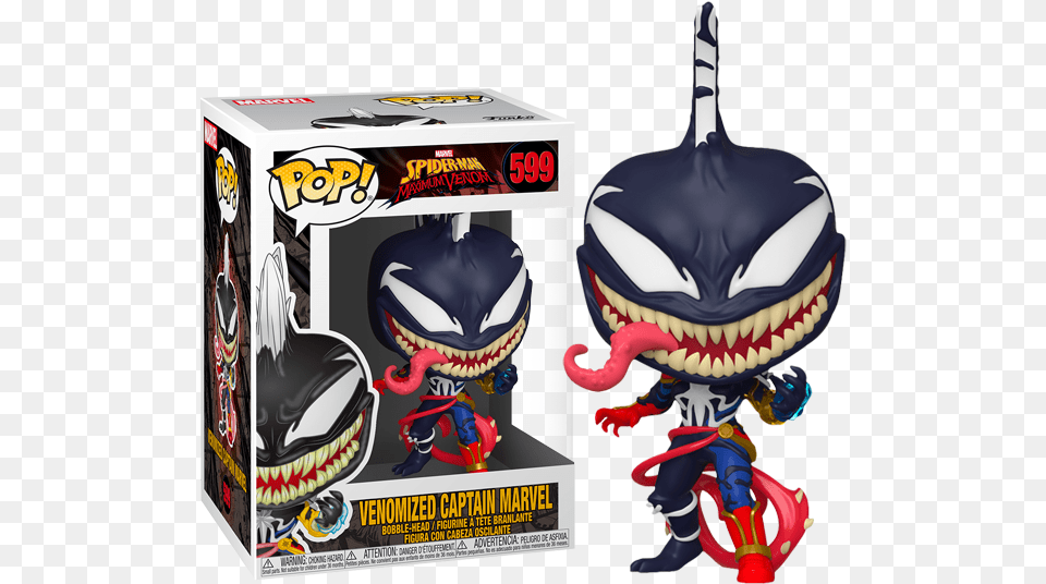 Figure Funko Pop Venom Captain Marvel Funko Pop Marvel Venomized, Toy, Book, Comics, Publication Png Image