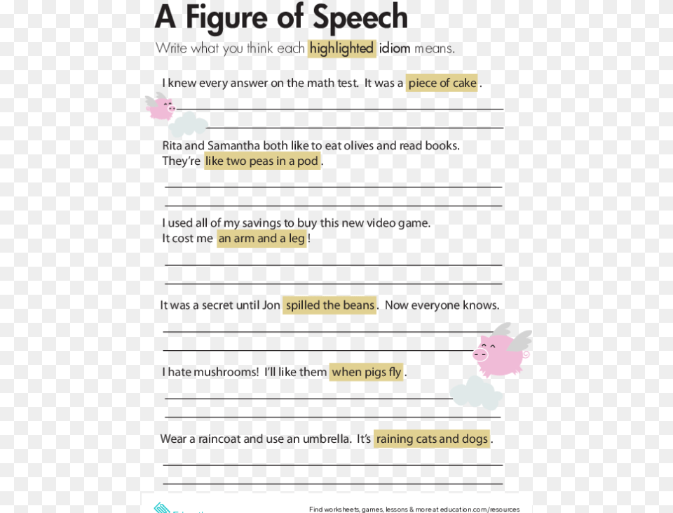 Figure Of Speech Bubble Cartoons Figures Of Speech Activity, Page, Text, Flower, Plant Free Png Download