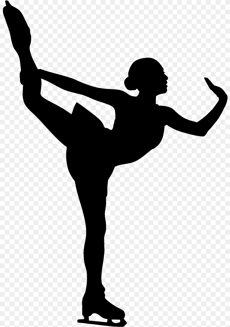 Figure Skater Silhouette, Gray Png