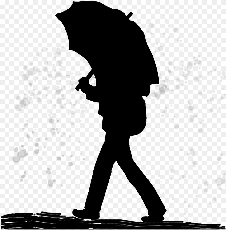 Figure With Umbrella, Gray Free Png Download