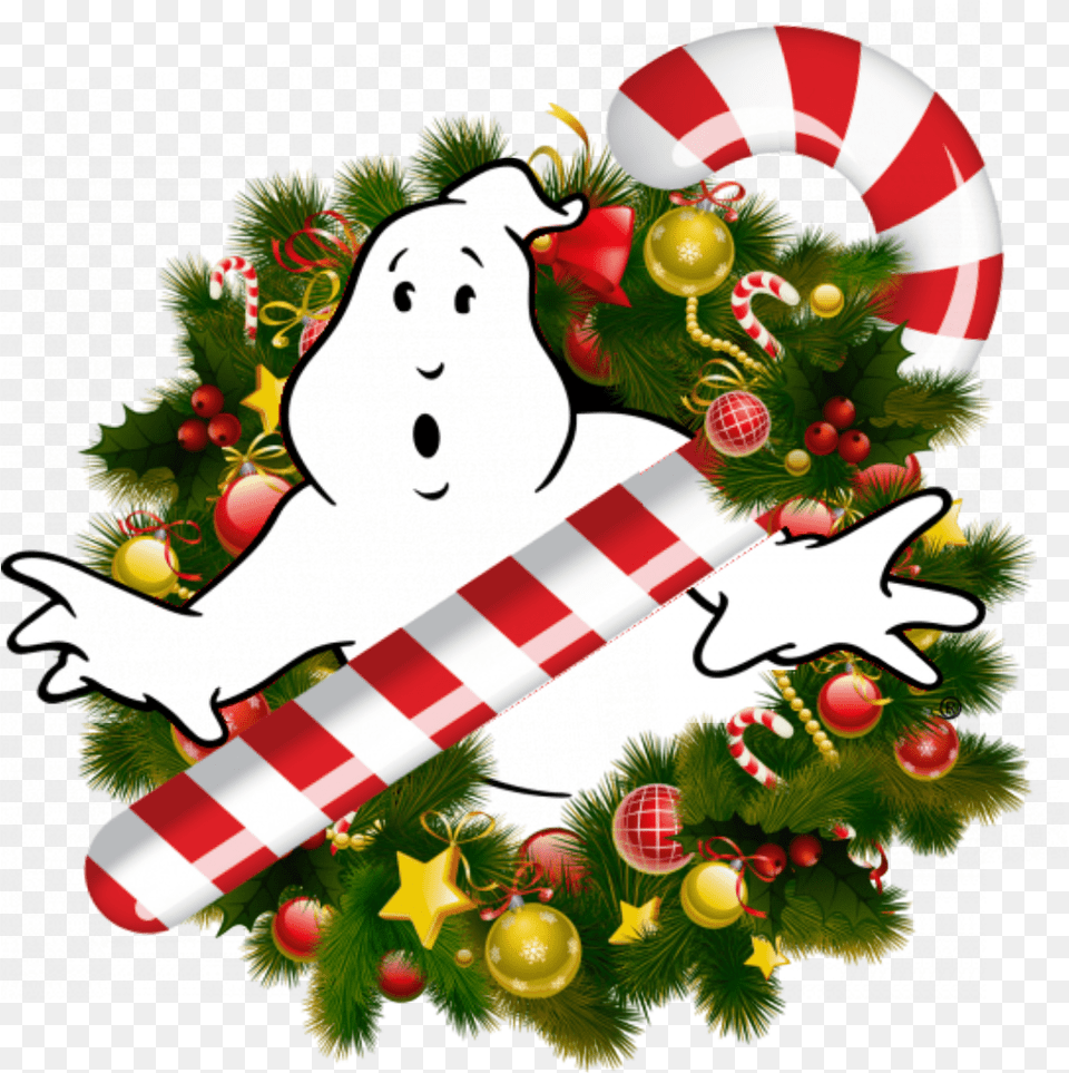 Figured Iu0027de Make A Christmas Logo Ghostbusters Animated Merry Christmas Wreath, Christmas Decorations, Festival, Nature, Outdoors Free Transparent Png