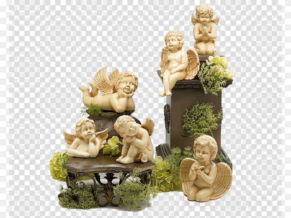 Figurine Clipart Figurine Cherub Angel Burton Amp Burton Porcelain Cherub Figurine Set, Art, Baby, Person, Face Free Png