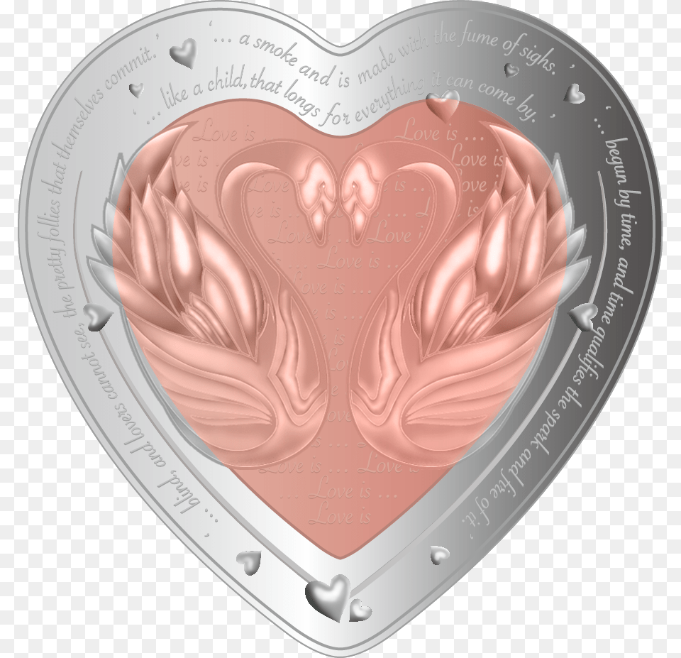 Fiji 2019 1 Dollar Celebrating Love Swan Heart Shaped, Silver, Disk Png Image