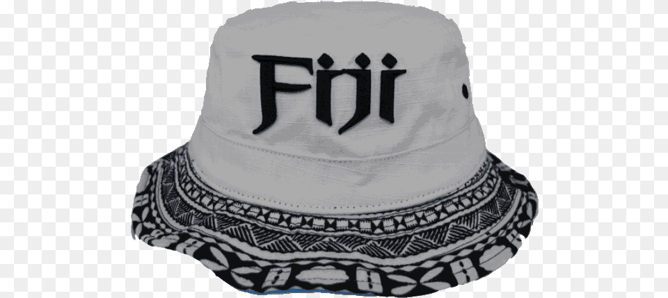 Fiji White Bucket Hat With Black Embroidery Pattern Baseball Cap, Clothing, Sun Hat, Adult, Male Free Png Download