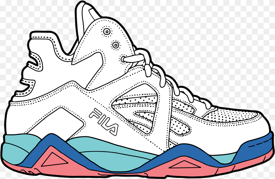 Fila The Cage X Pink Dolphin White Sneakers, Clothing, Footwear, Shoe, Sneaker Free Png