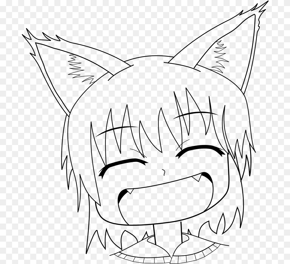 File Anime Kitty Laughing Svg Anime Kitty, Gray Free Png