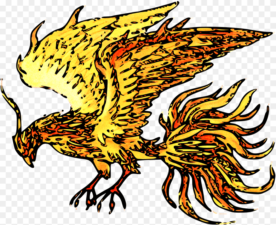 File Burning Phoenix Looking Left Svg Buzzard, Dragon Free Png