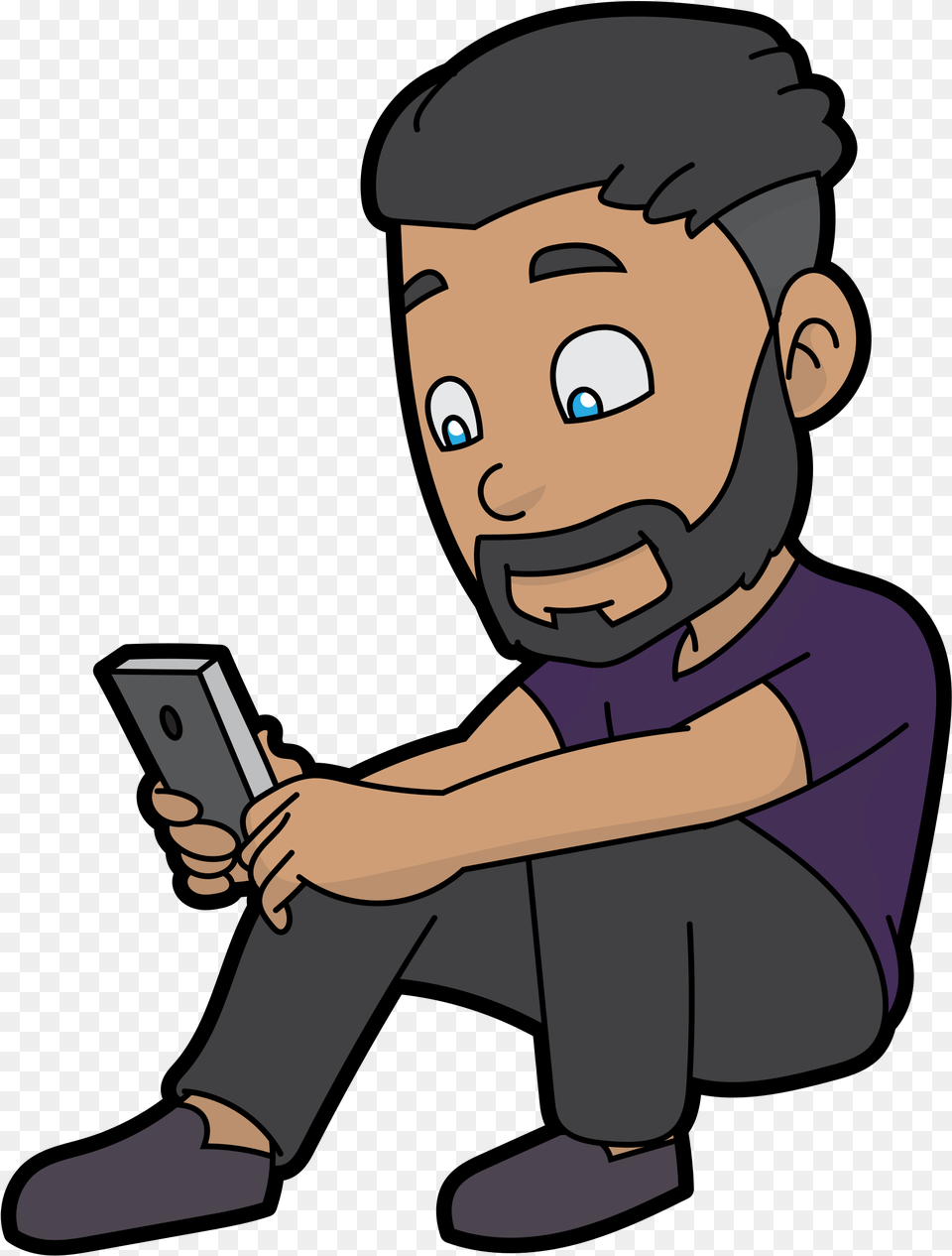 File Cartoon Man Using His Smartphone Using Phone Cartoon, Baby, Electronics, Mobile Phone, Person Free Png Download