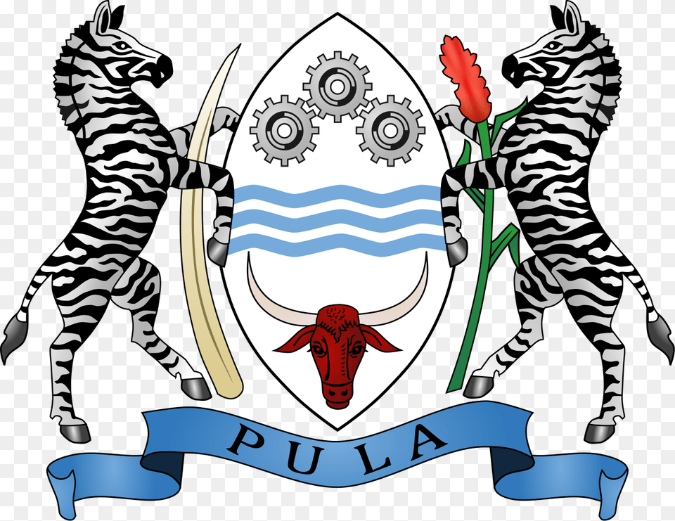 File Coat Of Botswana Botswana Coat Of Arms, Animal, Wildlife, Water, Zebra Png Image