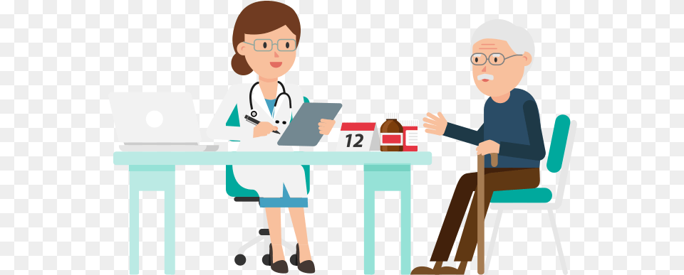 File Doctor With Cartoon Doctor And Patient, Boy, Person, Child, Male Free Png