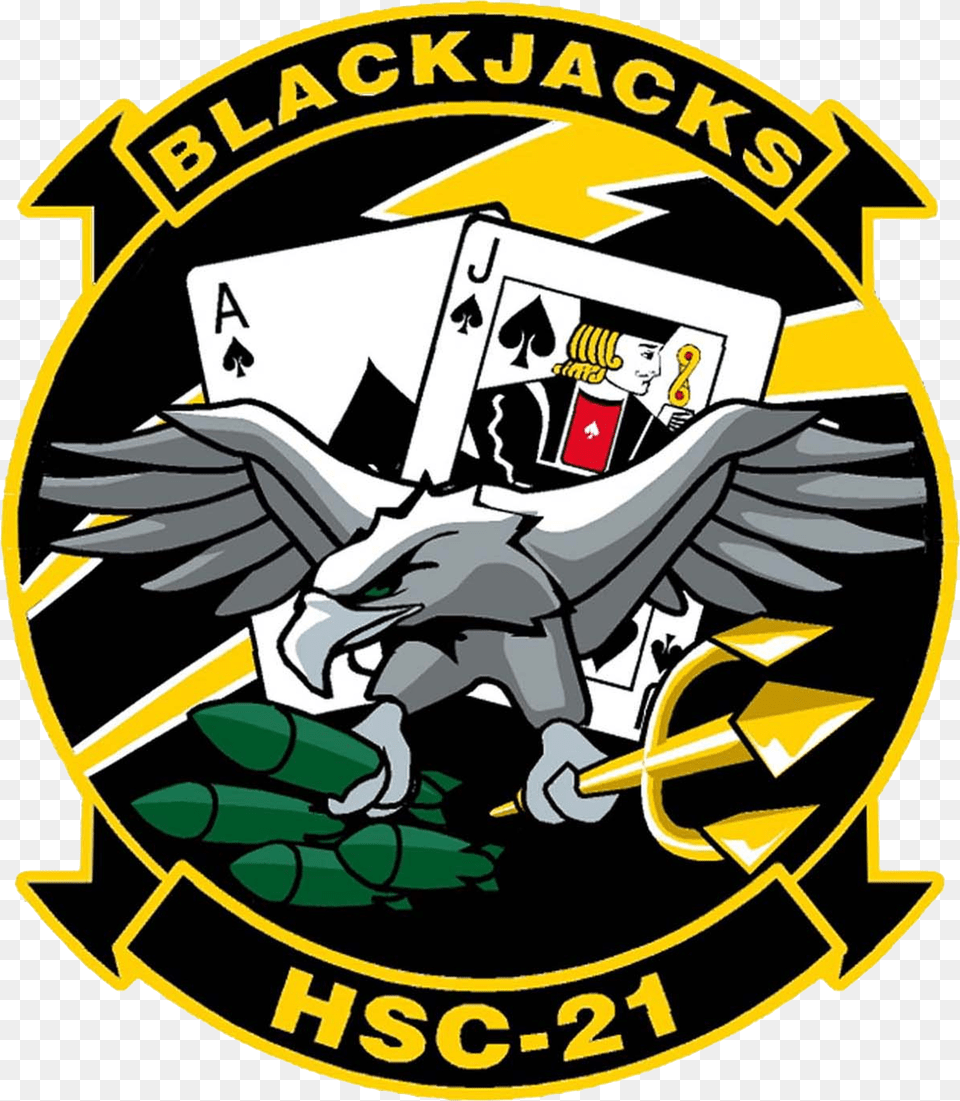 File Helicopter Sea Combat Squadron Us Patch Hsc 21 Blackjacks, Emblem, Logo, Symbol, Person Free Transparent Png