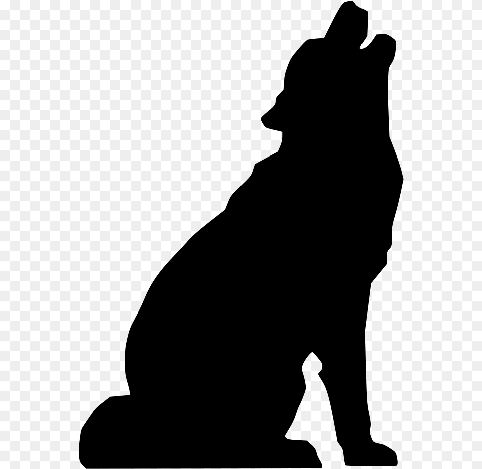 File Howlingwolf295 Svg Black Wolf Howling Drawing Howling Wolf Silhouette, Gray Png Image