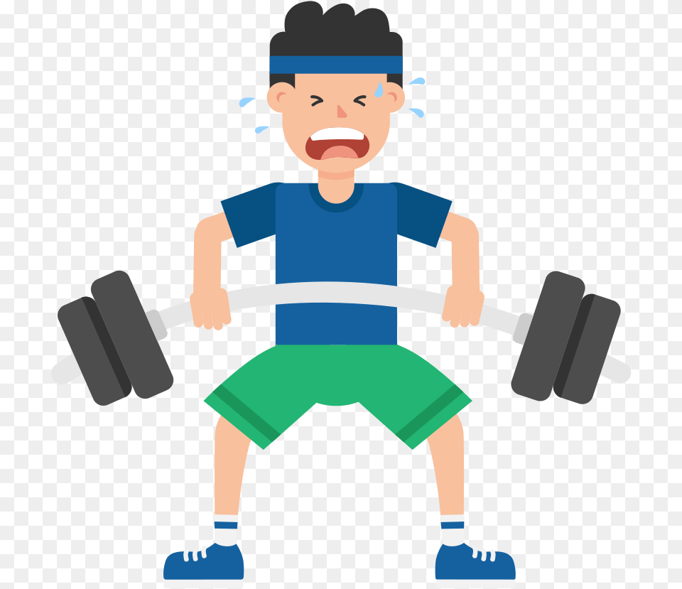File Man Barbell Cartoon Deadlift Gif Animated, Baby, Person, Face, Head Free Png Download