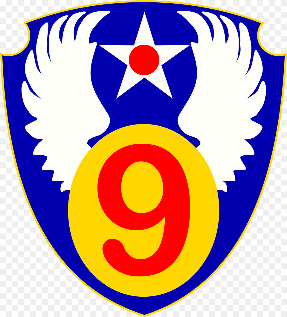 File Ninth Air Force Emblem World War Ii Wikimedia World War One Emblems, Symbol, Logo, Face, Head Free Png
