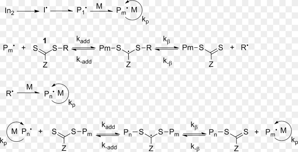 File Raft Raft Radical Polymerization Mechanism, Text, Circuit Diagram, Diagram, Document Png