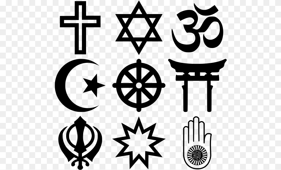 File Religious Syms Svg Religious Symbols, Gray Free Transparent Png