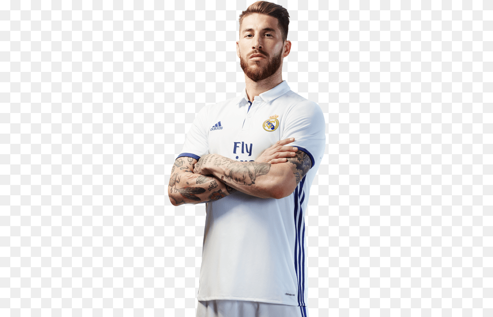 File S Ramos Cristiano Ronaldo Real Madrid 16, Tattoo, Skin, Shirt, Person Png Image