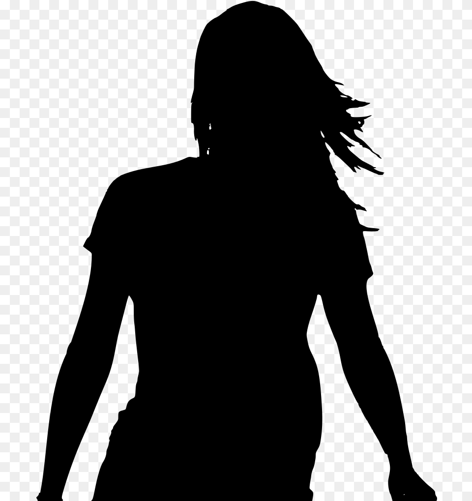 File Silhouetted Arms Svg Girl Silhouette Back Woman Silhouette From Back, Gray Free Png Download