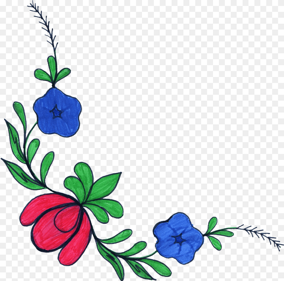 File Size Flower Corner Frame Transparent, Pattern, Plant, Art, Embroidery Png Image