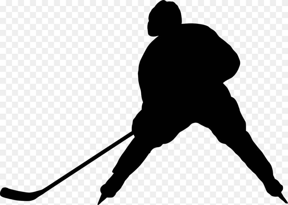 File Size Hockey Player Silhouette, Gray Png