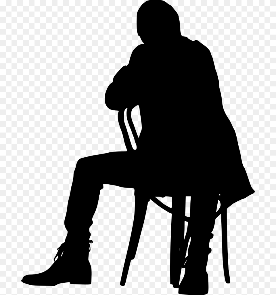 File Size Man Silhouette Sitting In A Chair Transparent, Gray Free Png
