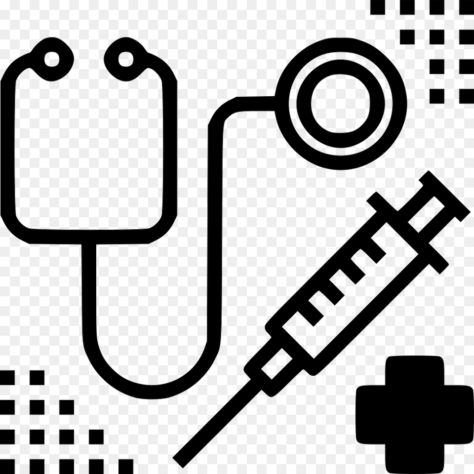 File Stethoscope And Syringe Icon, Stencil Free Png Download
