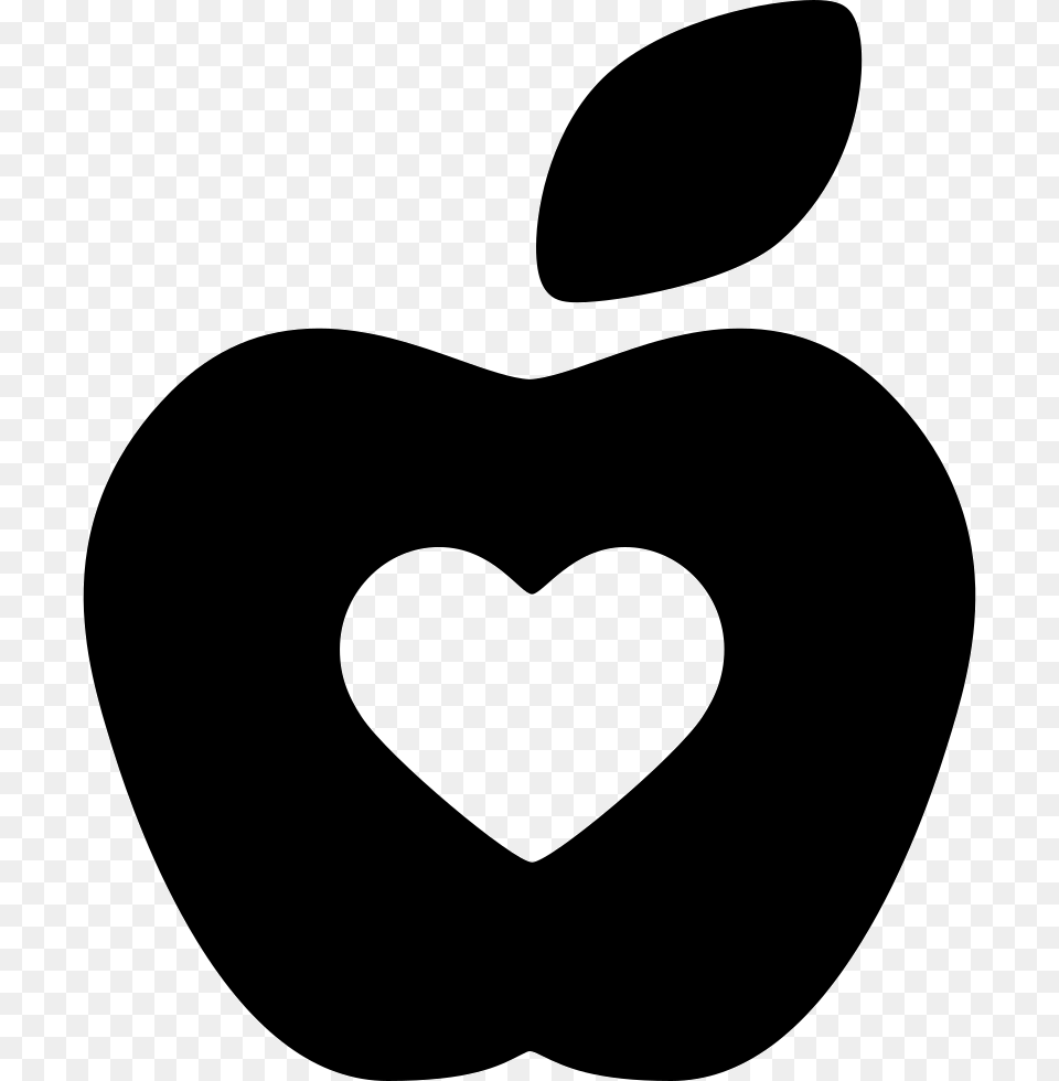 File Svg Apple With Heart Silhouette, Stencil Free Png