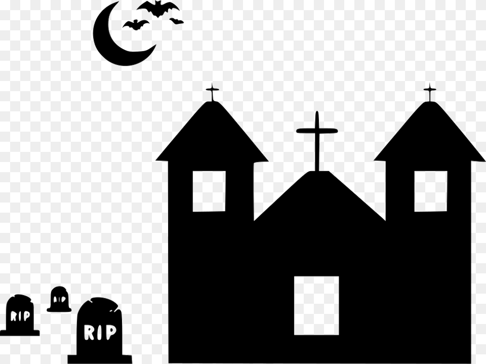 File Svg Haunted House Icon, Cross, Symbol, Stencil, Architecture Free Transparent Png