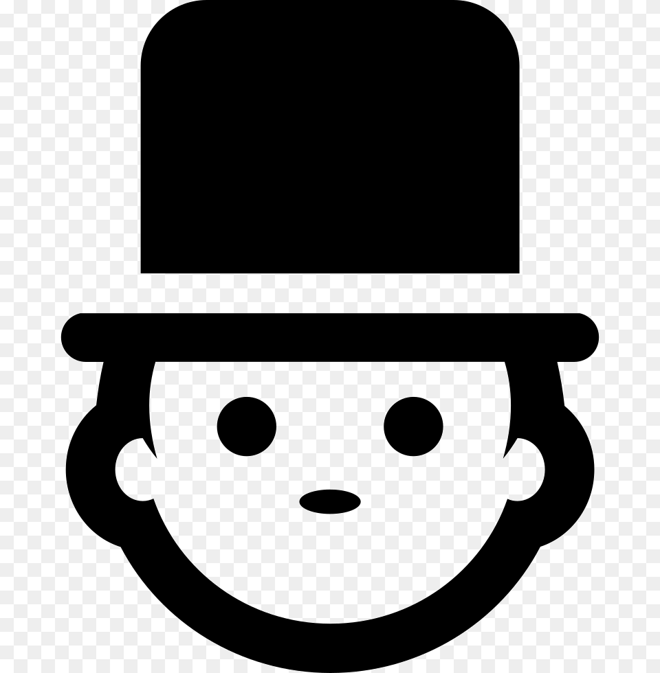 File Svg Smiley Face With A Top Hat, Stencil, Clothing, Performer, Person Free Transparent Png