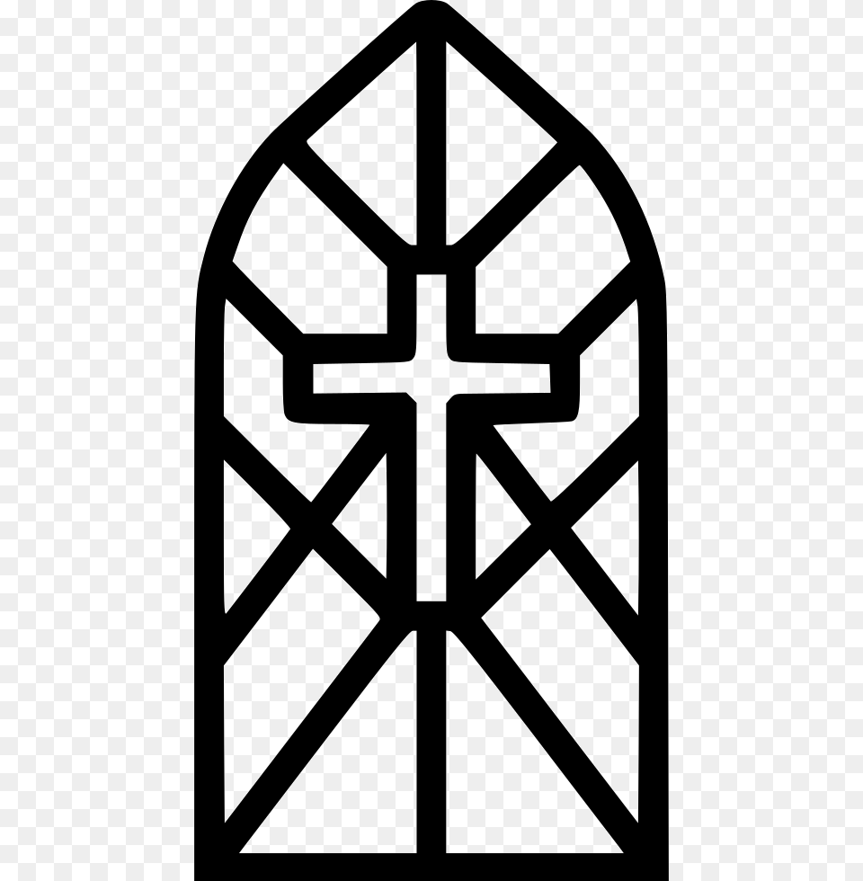 File Svg Stained Glass Window Simple Outline, Cross, Symbol, Tomb Free Transparent Png