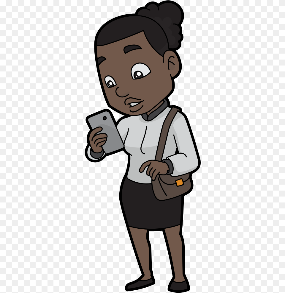 Filea Cartoon Businesswoman Checking Her Phonesvg Cartoon Checking This Phone, Baby, Person, Face, Head Free Transparent Png