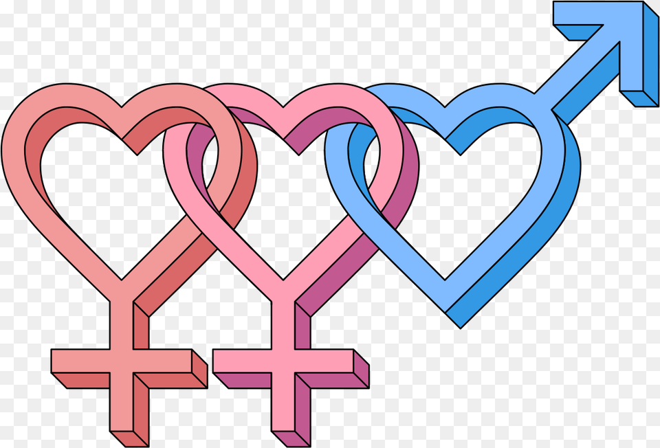 Filefemale Bisexual Hearts 3d Symbolsvg Wikimedia Commons Female Bisexual Symbol, Heart, Dynamite, Weapon Png Image