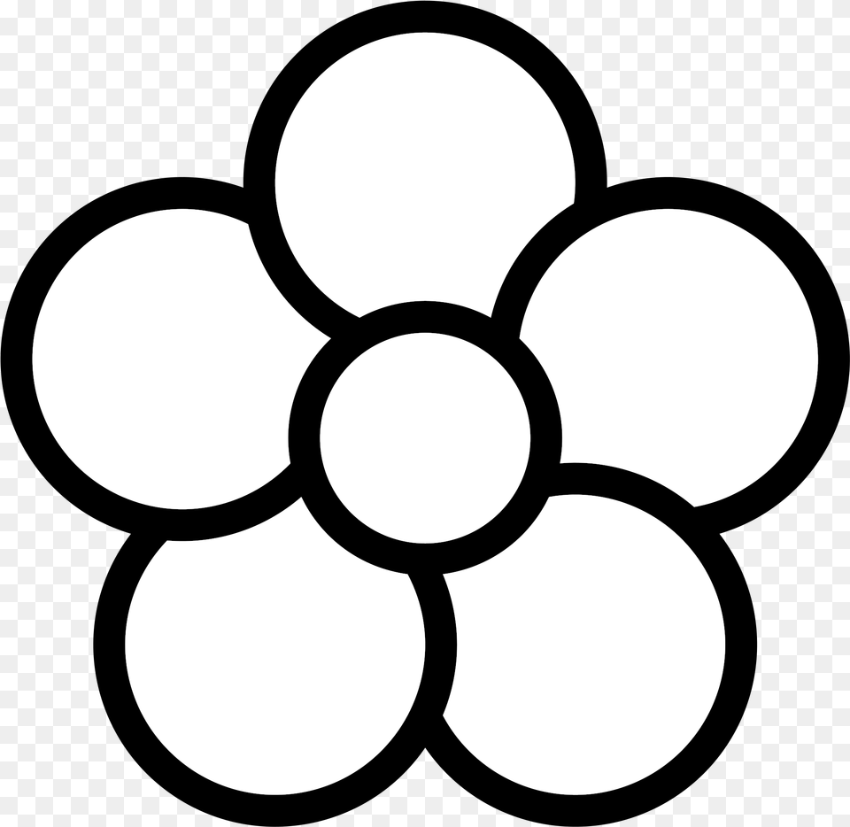 Filefive Petal Flower Iconwhitesvg Wikimedia Commons Simple 5 Petal Flower Drawing, Stencil, Machine Png