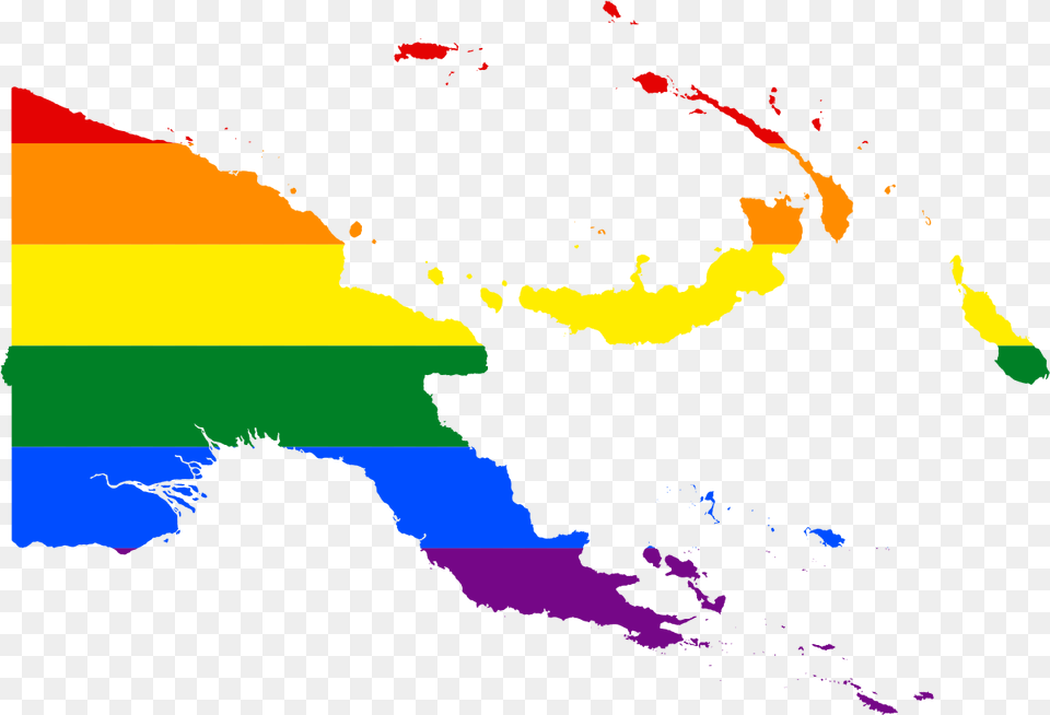 Filelgbt Flag Map Of Papua New Guineasvg Wikipedia Lgbt Papua New Guinea, Outdoors, Nature, Mountain, Sea Png Image