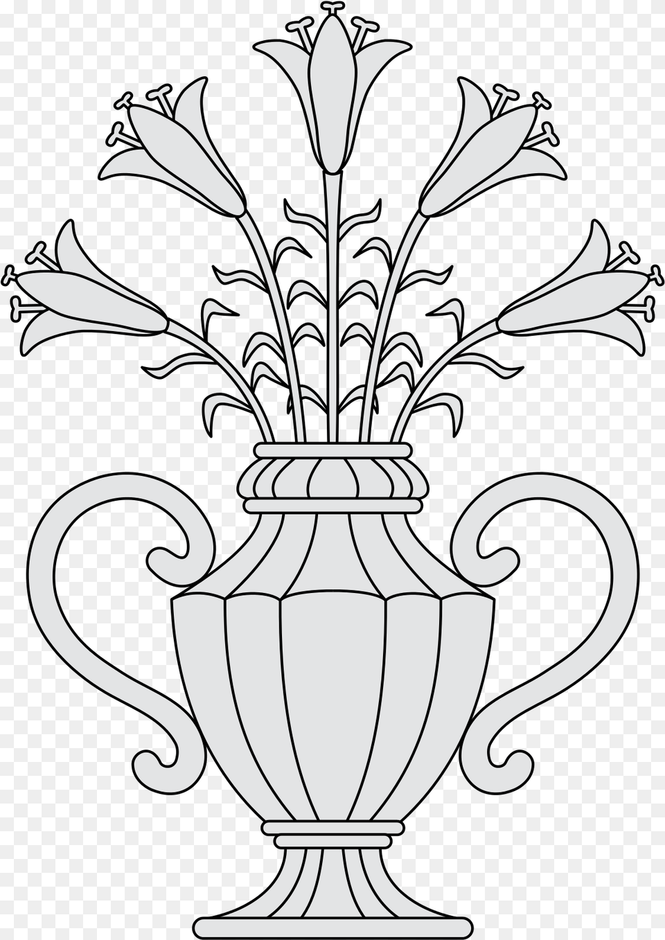 Filelilies Vasesheraldrysvg Wikimedia Commons Line Art, Jar, Plant, Potted Plant, Pottery Png Image