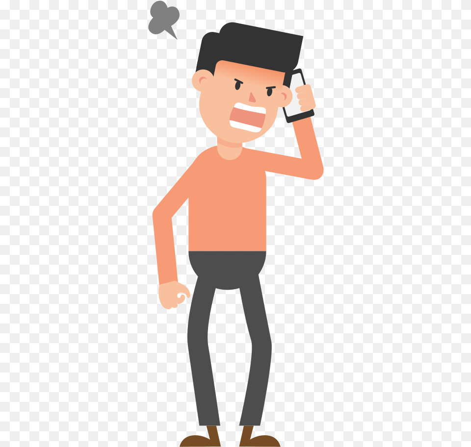 Fileman Talking Angry On The Phone Cartoon Vector Human Cartoon Vector Black, Baby, Person, People, Face Free Png