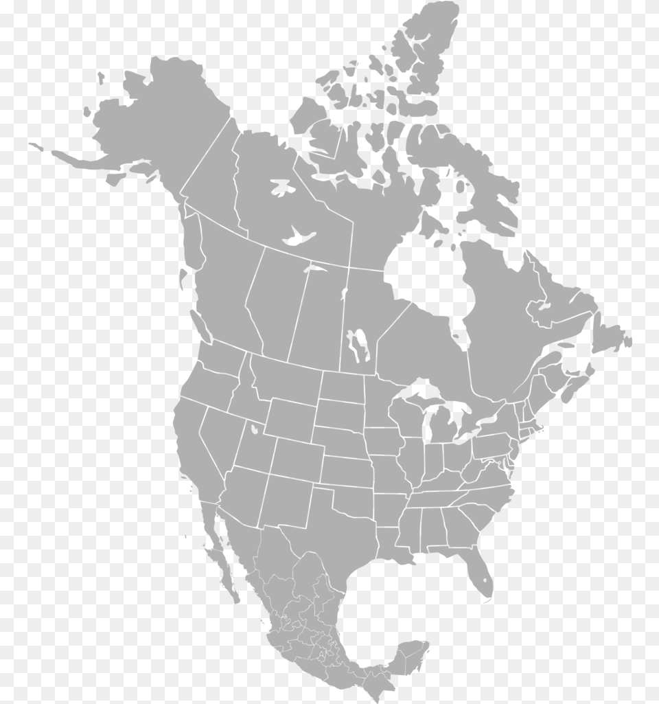 Filenorth America Blank Range Mappng North America United State Of Canada, Plot, Chart, Map, Adult Free Transparent Png