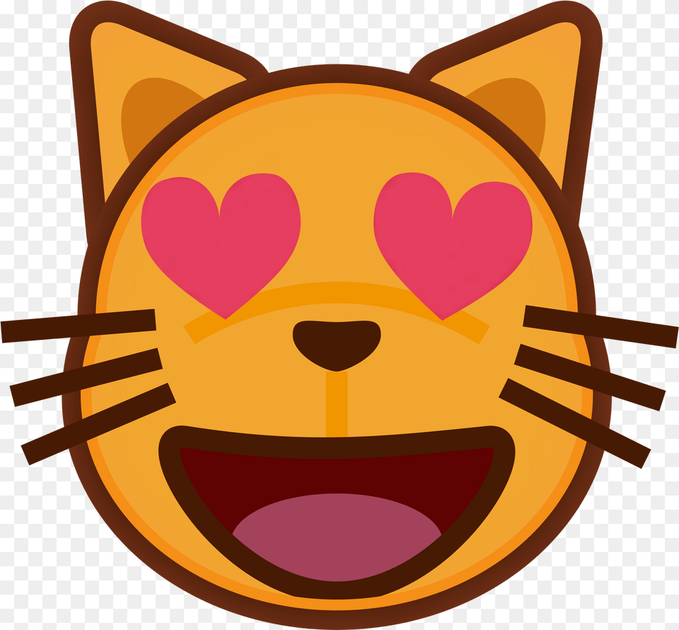 Filepeo Smiling Cat Face With Heart Shaped Eyes Cat Open Mouth Clipart, Disk Png